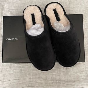 New in Box Vince Hampton Shearling Lined Slippers Color Black Size 8